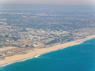 Aerial view of the El Segundo Beach and downtown area