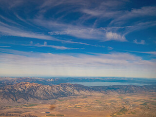 Fototapeta na wymiar Aerial view of the Lake Tahoe area and Gardnerville cityscape