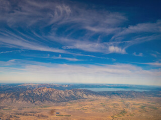 Aerial view of the Lake Tahoe area and Gardnerville cityscape