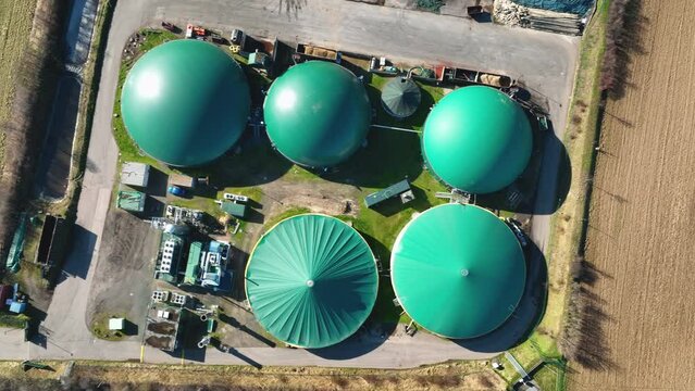 Biogas Plant - Aerial Tracking Shot - Drone Point Of View