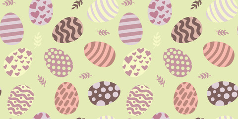seamless pattern easter background, easter eggs, flowers. Set of Easter elements for design. great for textiles, banners, wallpapers, packaging - vector image. 