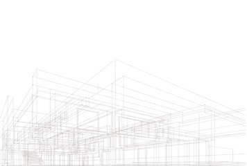 architectural sketch of a house 3d rendering 