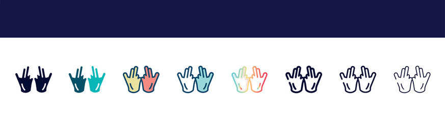 icon in 8 styles. line, filled, glyph, thin outline, colorful, stroke and gradient styles, vector sign. symbol, logo illustration. different style icons