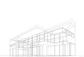 architectural sketch of a house 3d rendering 