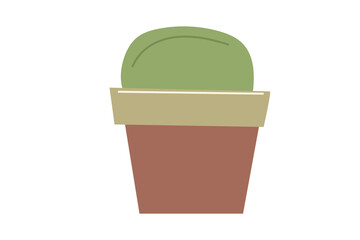 Minimalistic сactus in a pot. Indoor exotic plant in trendy colors. Vector illustration with succulent isolated on white background