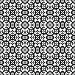 Black and white seamless pattern texture. Greyscale ornamental graphic design. Mosaic ornaments. Pattern template. Vector illustration. EPS10.