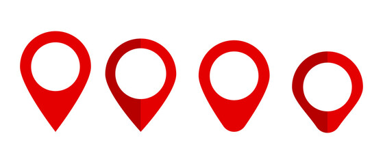 Fototapeta A set of map pin icons in various shapes. Location pointers. Editable vectors. obraz