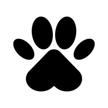 Paw print silhouette icon. Animal footprints. Editable vector.