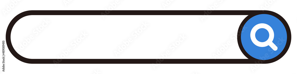 Poster a search bar with rounded corners and a blue magnifying glass search button. editable vectors.