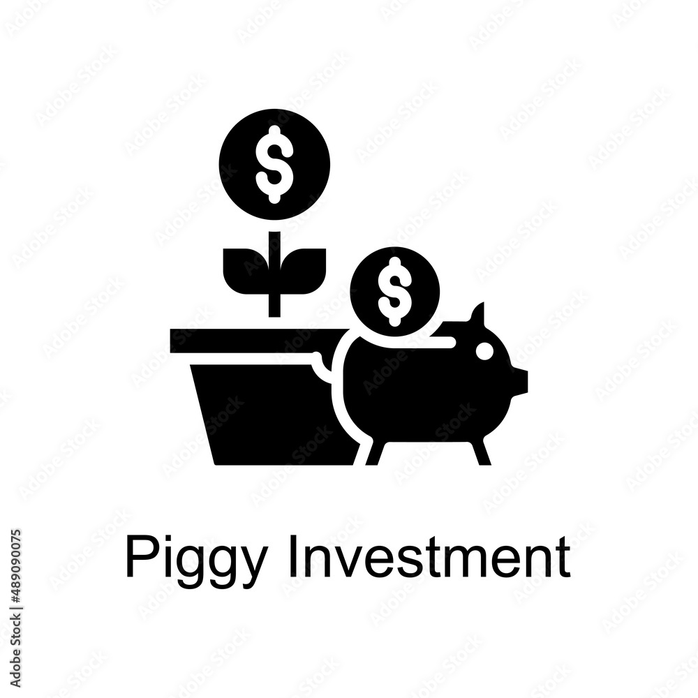 Poster piggy investment vector solid icons for your digital or print projects.