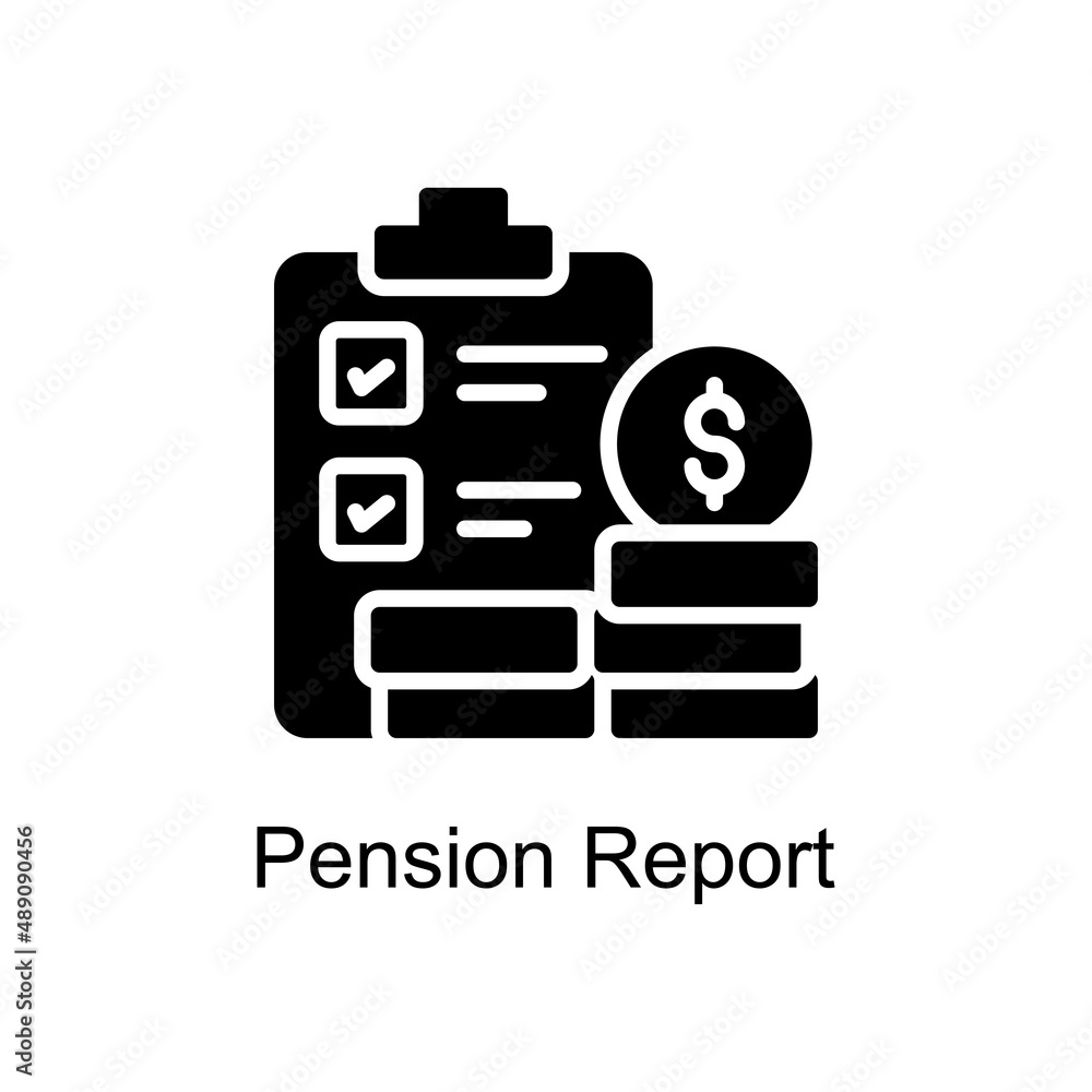 Poster pension report vector solid icons for your digital or print projects.