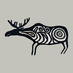 rock art black moose with patterns