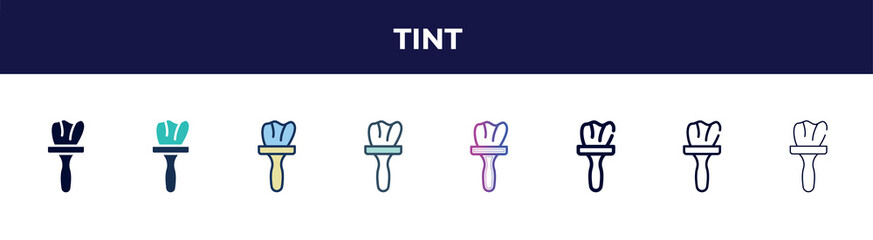 tint icon in 8 styles. line, filled, glyph, thin outline, colorful, stroke and gradient styles, tint vector sign. symbol, logo illustration. different style icons set.