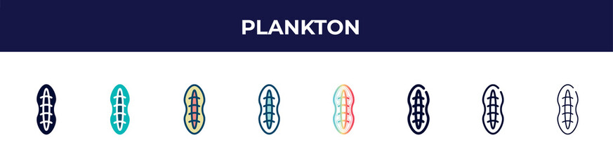 plankton icon in 8 styles. line, filled, glyph, thin outline, colorful, stroke and gradient styles, plankton vector sign. symbol, logo illustration. different style icons set.