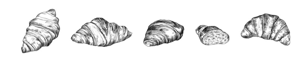 Hand drown set of croissants. Bakery illustration