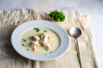 Traditional georgian chicken soup Chikhirtma