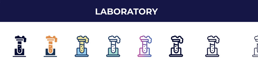 laboratory icon in 8 styles. line, filled, glyph, thin outline, colorful, stroke and gradient styles, laboratory vector sign. symbol, logo illustration. different style icons set.
