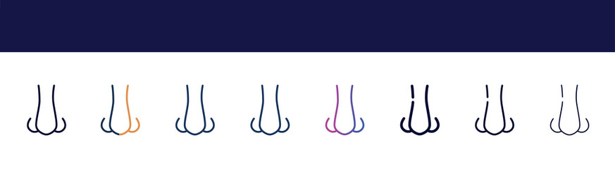 e icon in 8 styles. line, filled, glyph, thin outline, colorful, stroke and gradient styles, e vector sign. symbol, logo illustration. different style icons set.