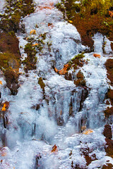 Ice formation with subtle colors, at Bolton Notch in Connecticut.