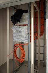 network cables run in a new building to a server cabinet