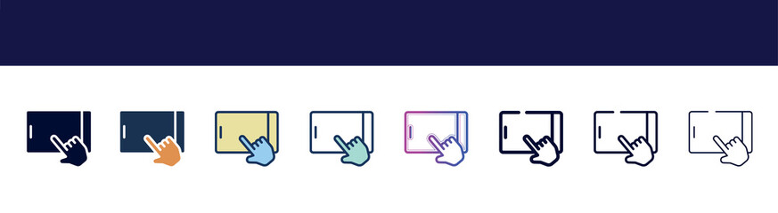 icon in 8 styles. line, filled, glyph, thin outline, colorful, stroke and gradient styles, vector sign. symbol, logo illustration. different style icons