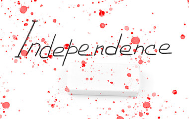 Obraz premium The inscription independence isolated on a white background.Destruction of inscription
