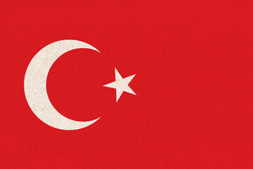 Obraz premium Flag of Turkey. Turkish flag on fabric surface. Fabric texture