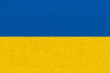 Flag of Ukraine. Ukrainian flag on fabric surface. Fabric texture