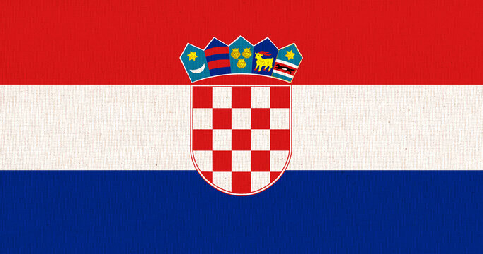 Flag of Croatia. Croatian flag on fabric surface. Fabric texture. National symbol