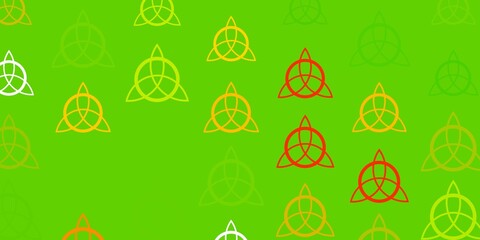 Light Green, Yellow vector background with occult symbols.