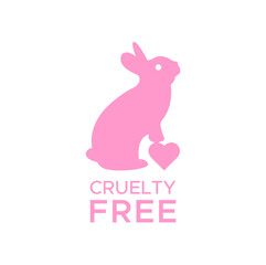 Animal cruelty free icon design symbol. Product not tested on animals sign with pink bunny rabbit. Vector illustration.