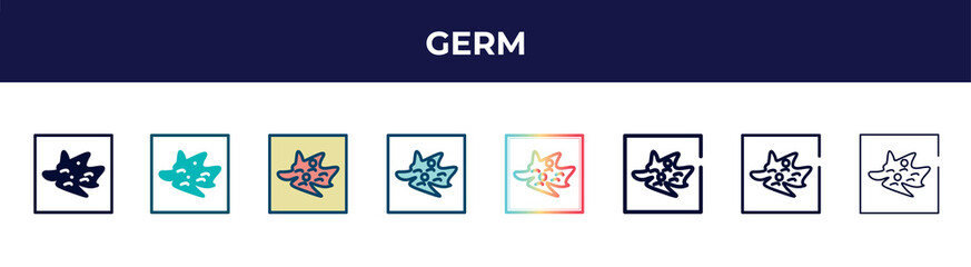 germ icon in 8 styles. line, filled, glyph, thin outline, colorful, stroke and gradient styles, germ vector sign. symbol, logo illustration. different style icons set.