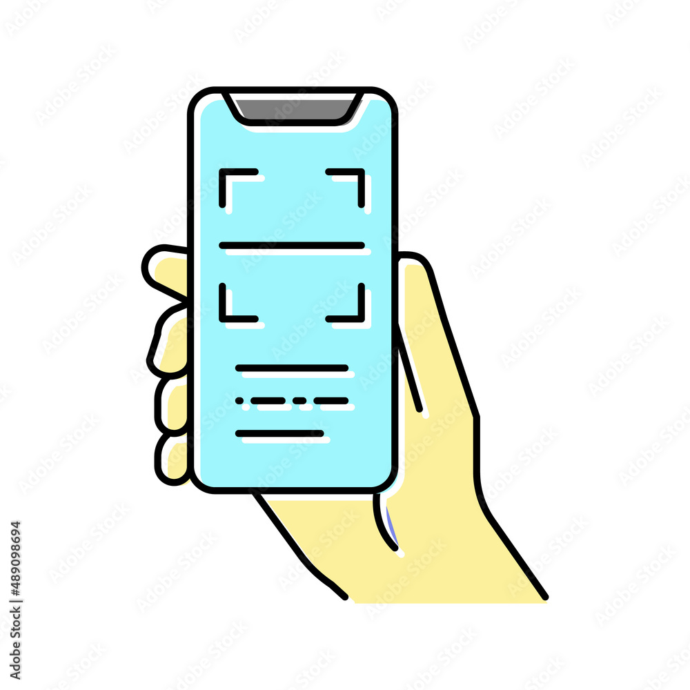 Poster scanning qr code phone app color icon vector isolated illustration