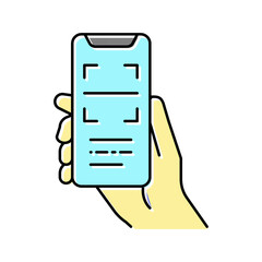Obraz premium scanning qr code phone app color icon vector isolated illustration