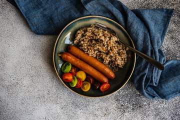 Healthy breakfast with buckwheat