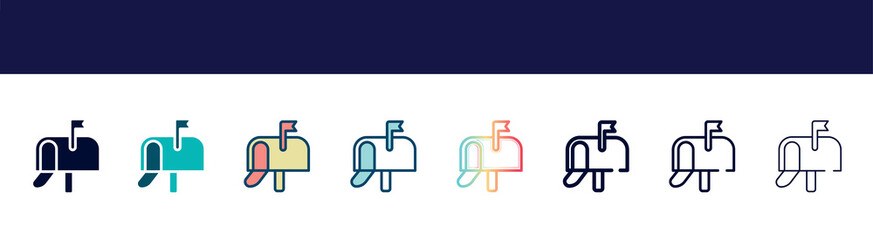 icon in 8 styles. line, filled, glyph, thin outline, colorful, stroke and gradient styles, vector sign. symbol, logo illustration. different style icons