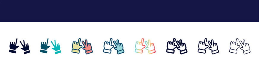 icon in 8 styles. line, filled, glyph, thin outline, colorful, stroke and gradient styles, vector sign. symbol, logo illustration. different style icons