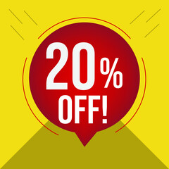 20% off vector illustration promotions with yellow background and a red circle