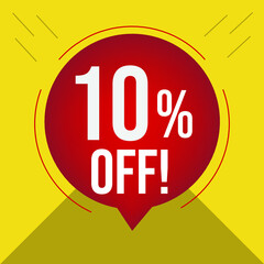 10% off vector illustration promotions with yellow background and a red circle