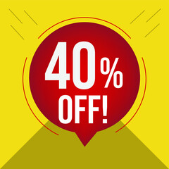 40% off vector illustration promotions with yellow background and a red circle