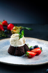 hot chocolate dessert fondant with ice cream