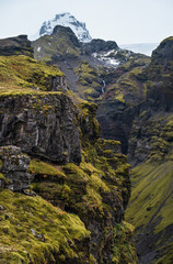 Beautiful autumn Múlagljúfur Canyon, Iceland. It is located not far from Ring Road and Fjallsárlón glacier with Breiðárlón ice lagoon at the south end of Vatnajökull icecap and Öræfajökull volcano.