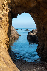 Cuevas del Almanzora, Cala Peñon cut off a virgin and hidden beach in Almería. Mediterranean sea...