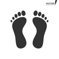 A human footprint. Barefoot print. A shadow. Vector element, isolated background.