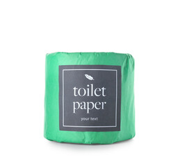 Toilet paper roll on white background