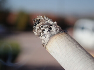 Close Up Cigarette, Macro of a cigarette. Ash details.