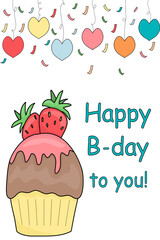 Cupcake dessert, vector illustrator. cartoon card, poster design, Vector illustration