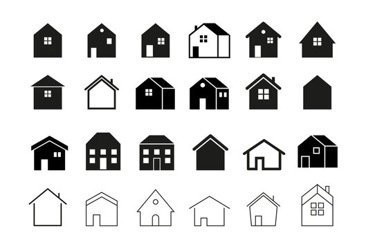 Home, houses and buildings icons, symbols and logos
