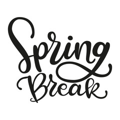 Spring Break Vacation in Hand writing. Calligraphy design for College and University holidays.