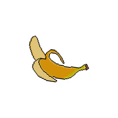 Banana with pixel art. Vector illustration on white background.
